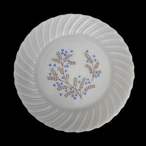 Vintage Vitro Blue Garland Milk Glass 9 Inch Plates Set of 4 Mexico